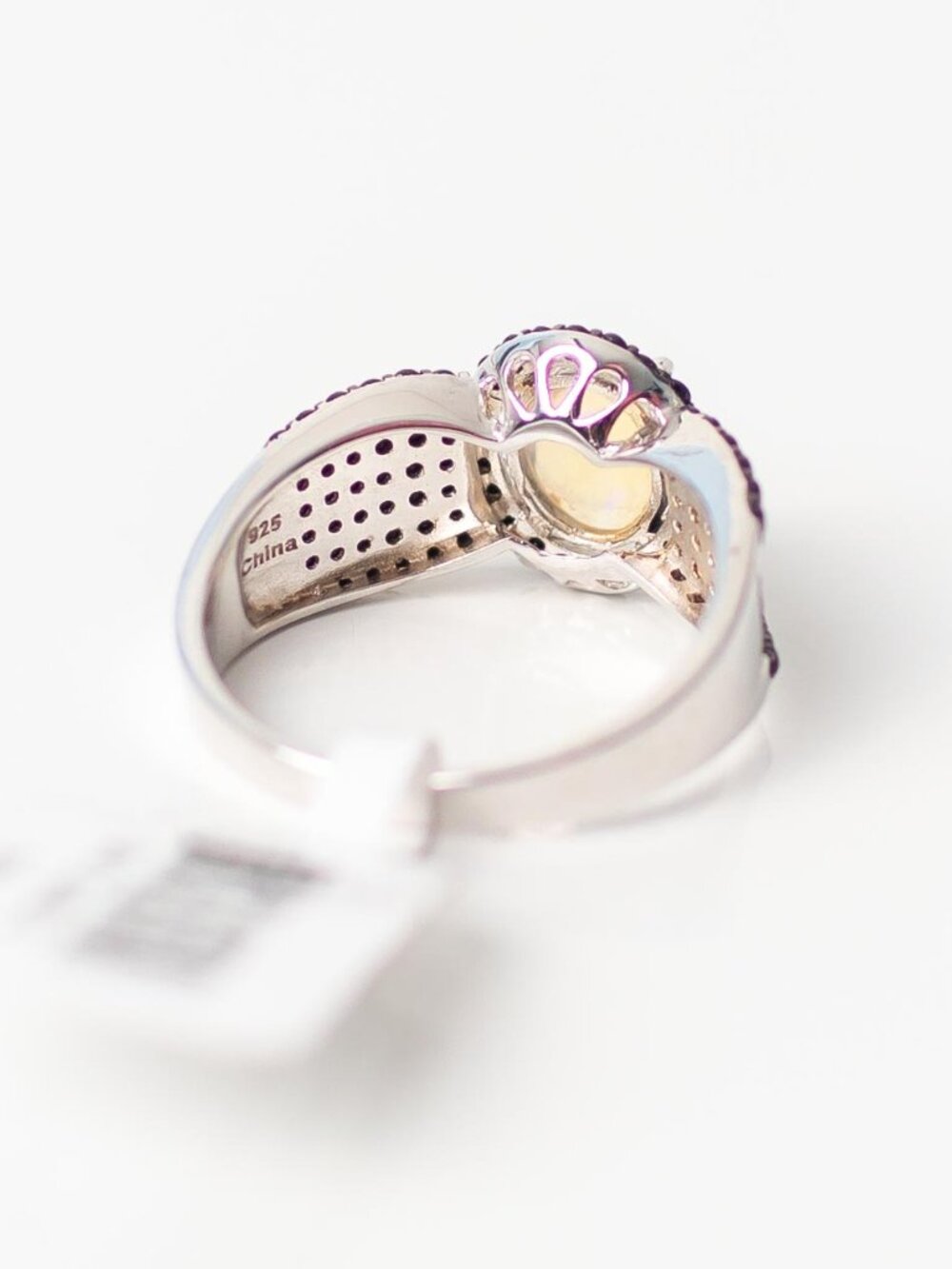 Ethiopian Opal and Black Spinel Sterling Silver 925 Ring JTV Size 12 NEW - Picture 5 of 6